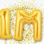 Numer one and letter M gold balloons thumbnail