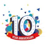 Graphic illustration of 10 Year Anniversary with exploding number ten